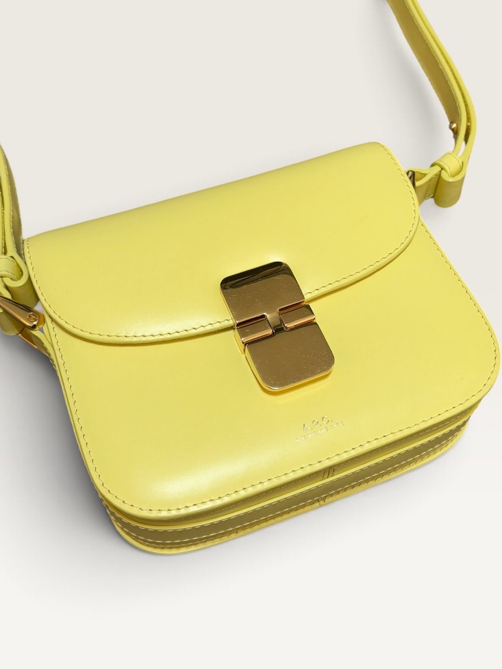 A.P.C. Lemon Yellow Leather Crossbody with Gold Hardware - Picture 3 of 8